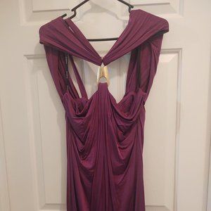 BEBE Dublin Dress NWT Sexy Clingy Size L Purple Mini Dress